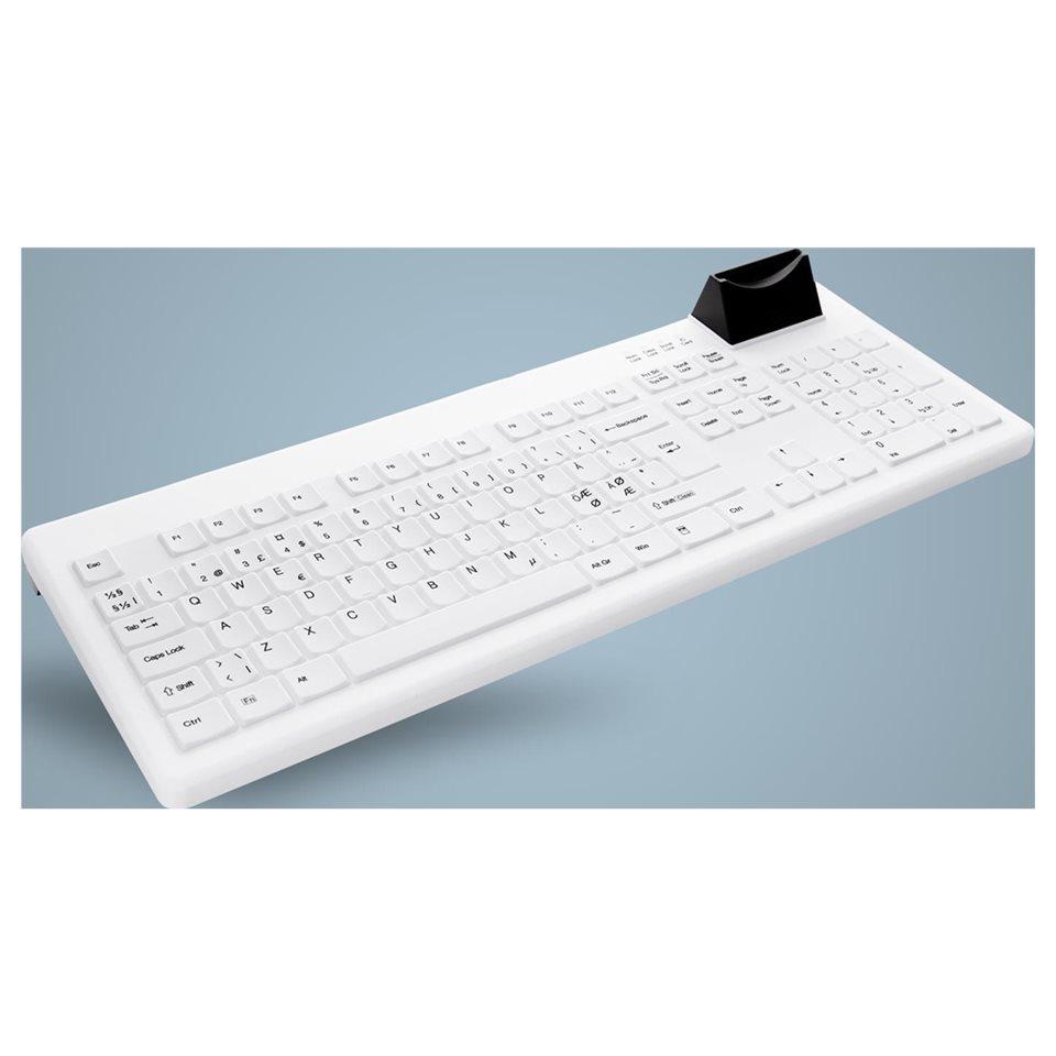 Contour Design SmartKey AK-C8200F - Hygienic Keyboard with Integrated Chip Card Reader - USB - QWERTY - US Layout - White and Black