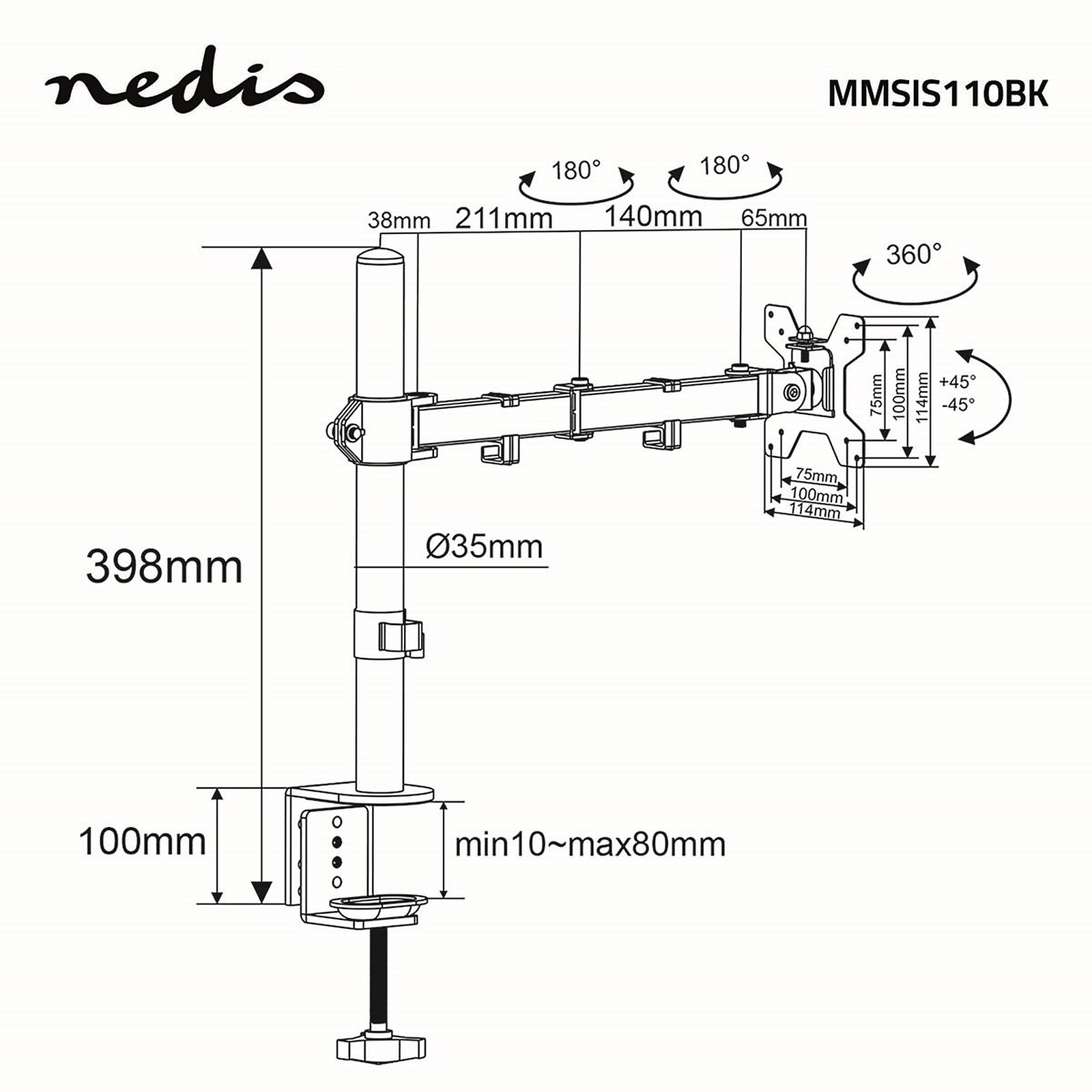 Support de bureau Nedis 32'' (1 écran)