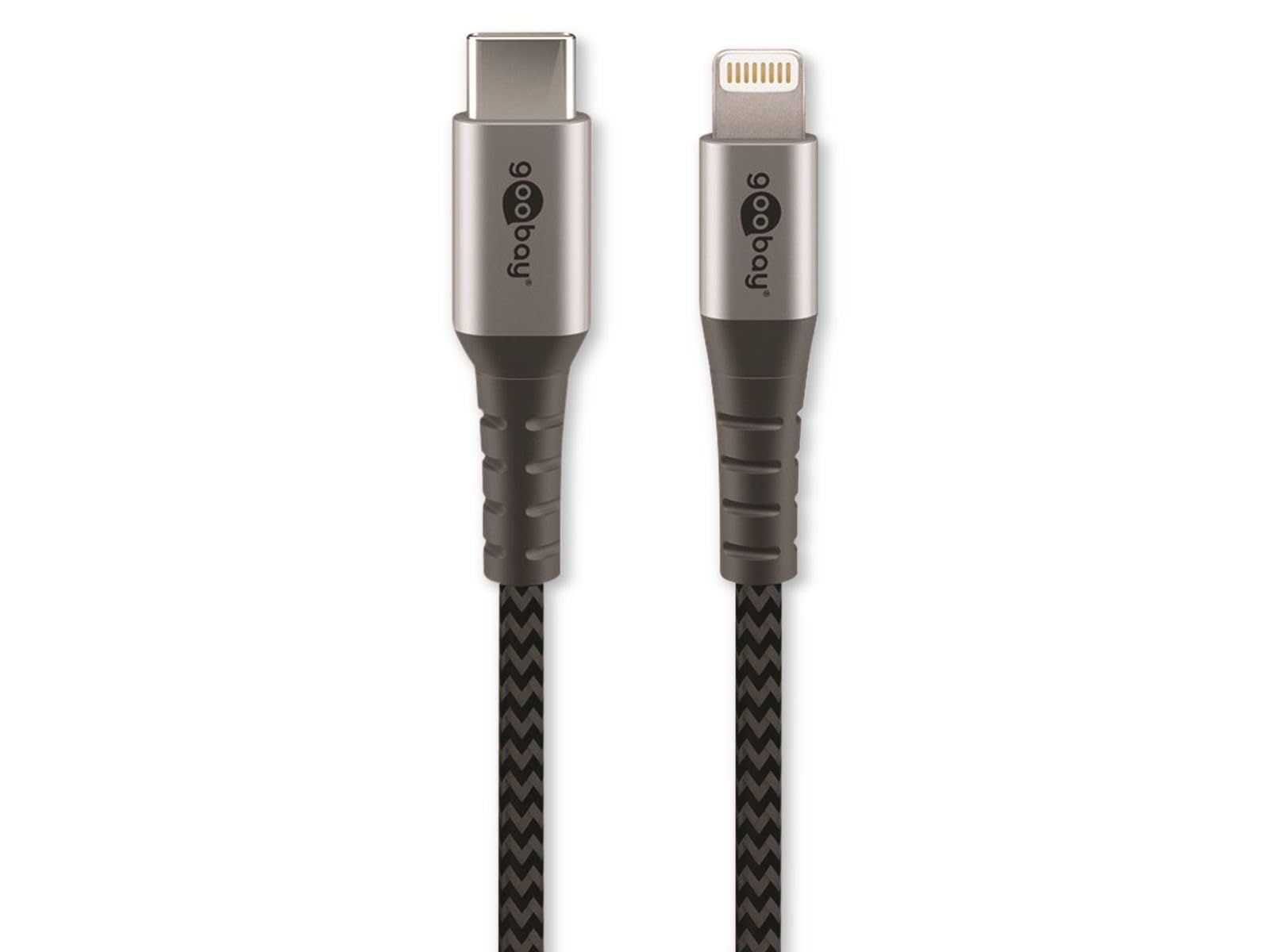 Cable Lightning Goobay 1m Negro/Gris