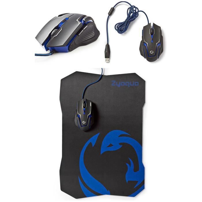 Nedis Wired Mouse 2400 dpi Adjustable 6 Buttons + Smooth Mouse Pad with Anti-Slip Base