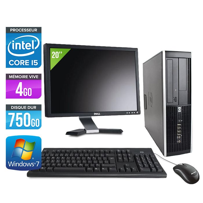 HP Elite 8300 SFF Desktop + 20" Monitor - Intel Core i5-3470 / 3.20 GHz - 4GB RAM - 750GB HDD - DVDRW - Gigabit Ethernet - Windows 7 Pro