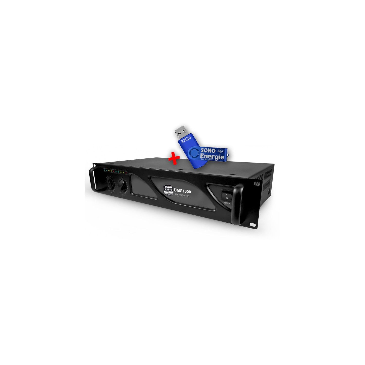 Amplificateur de sonorisation DJ BM Sonic BMS-1000 - 2 x 500W + Clé USB 32Go