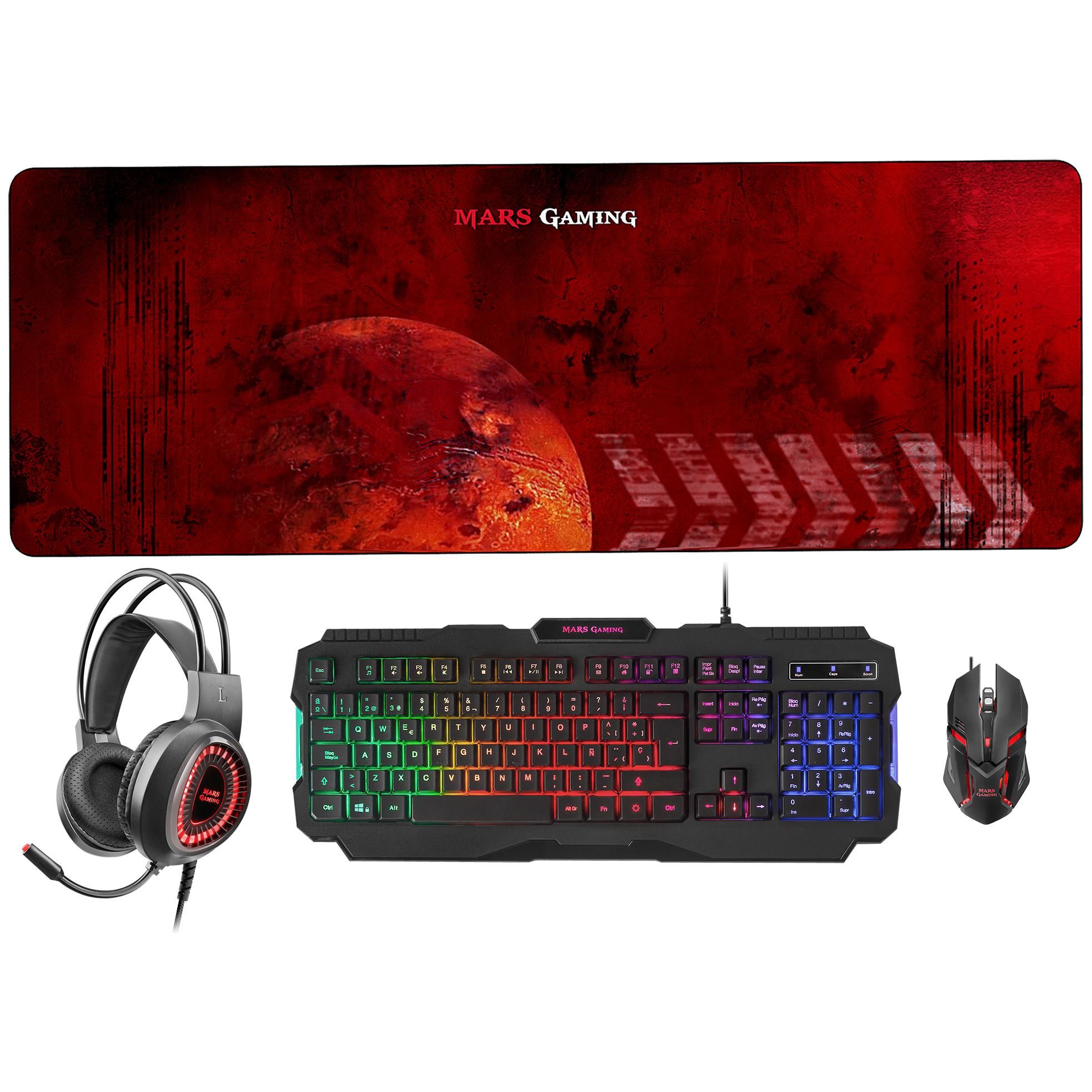 Mars Gaming MCPRGB2FR RGB Keyboard and Mouse Set - French AZERTY