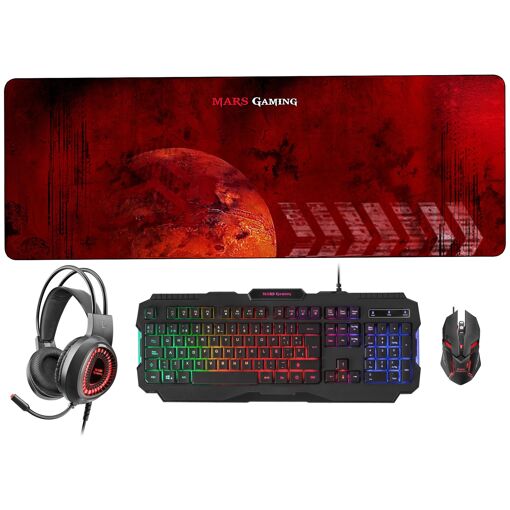 Mars Gaming MCPRGB2FR RGB Keyboard and Mouse Set - French AZERTY