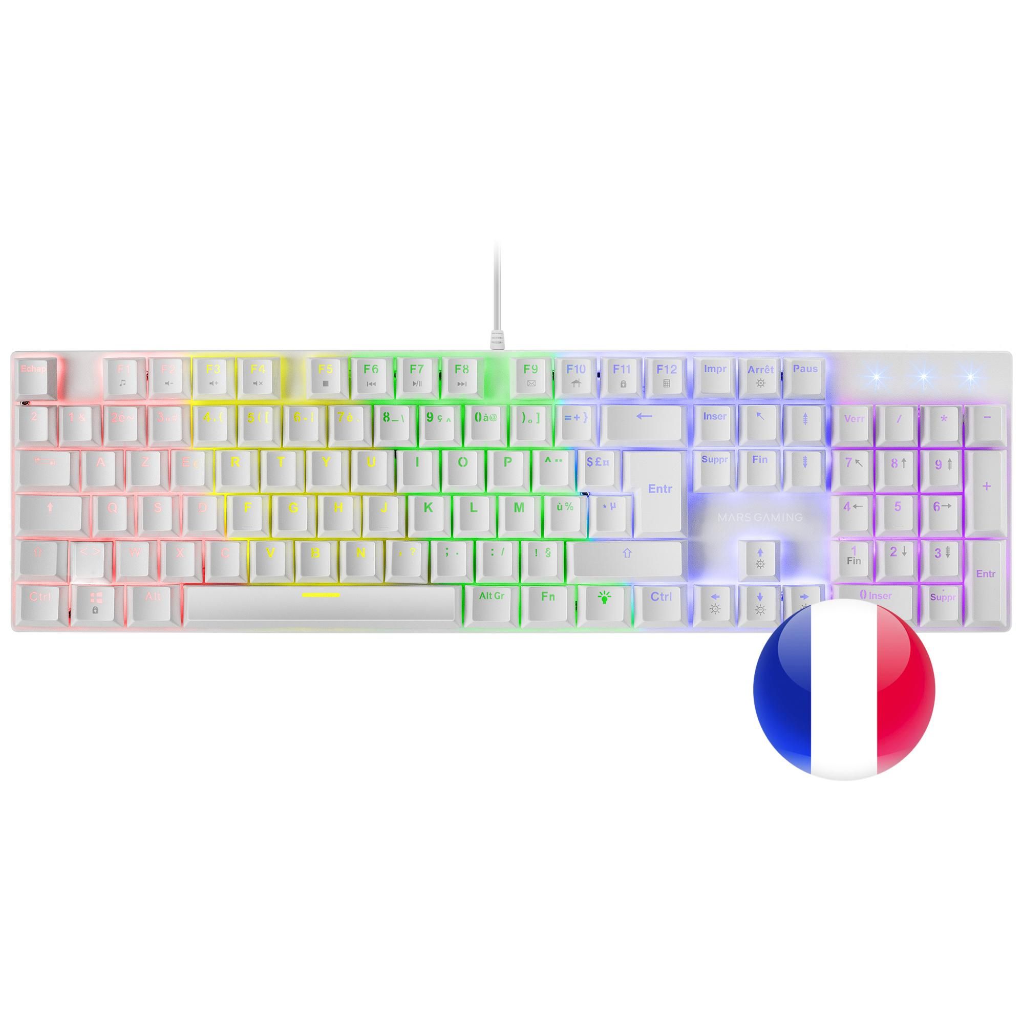 Mars Gaming MK422 AZERTY USB Keyboard - White