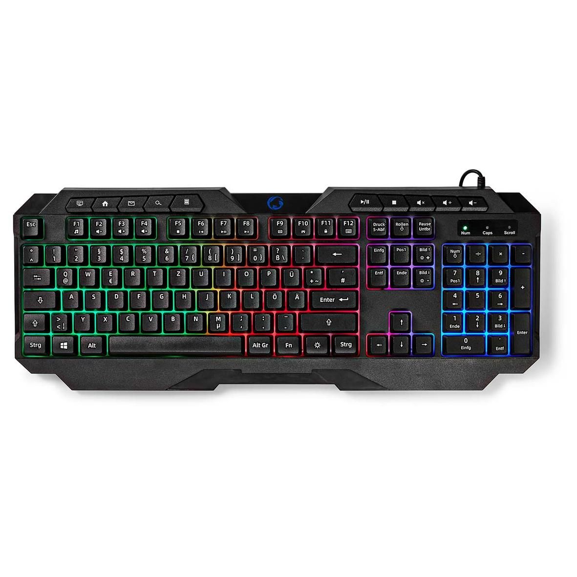 Nedis GKBD110BKDE Gaming Keyboard, USB QWERTZ German, Black