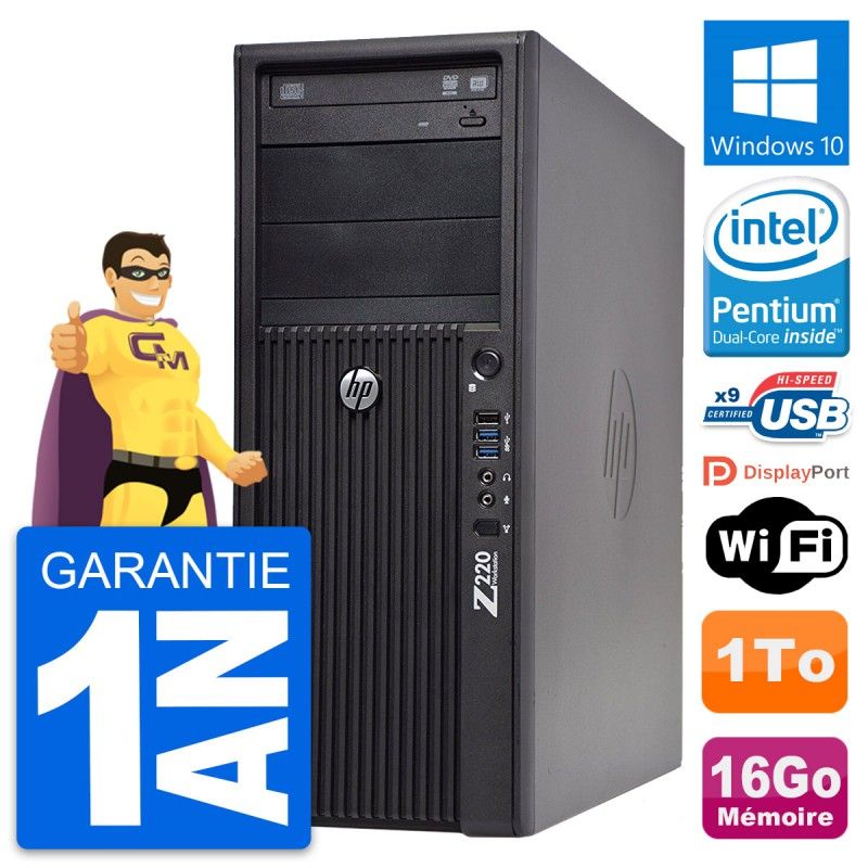 HP WorkStation Z220 PC - Pentium G2020, 16GB RAM, 1TB HDD, Windows 10, WiFi