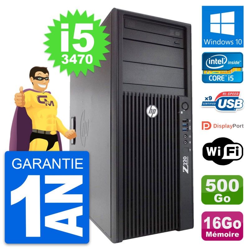 HP WorkStation Z220 Intel i5-3470 16GB 500GB Windows 10 WiFi Desktop PC