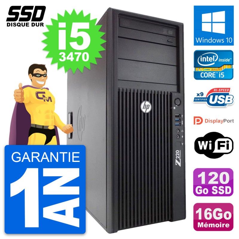 HP WorkStation Z220 Intel i5-3470 16GB RAM 120GB SSD Windows 10 Wifi