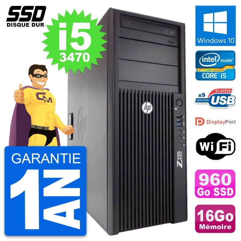 HP WorkStation Z220 Intel i5-3470 16GB RAM 960GB SSD Windows 10 Wifi