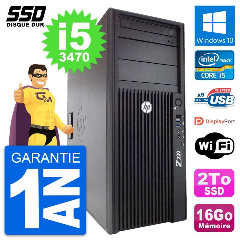 HP WorkStation Z220 Intel Core i5-3470 16GB RAM 2TB SSD Windows 10 WiFi