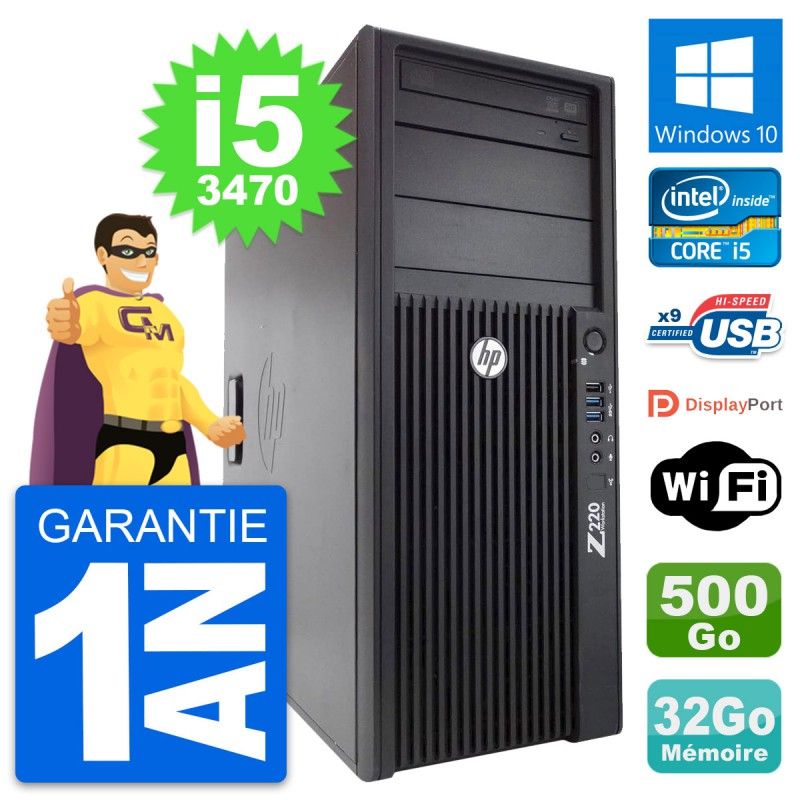 HP WorkStation Z220 Intel i5-3470 32GB RAM 500GB HDD Windows 10 WiFi