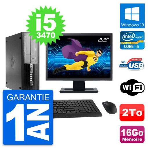 PC HP Pro 4300 SFF - Pantalla de 22', Intel i5-3470, 16GB de RAM, Disco duro de 2TB, Windows 10, WiFi