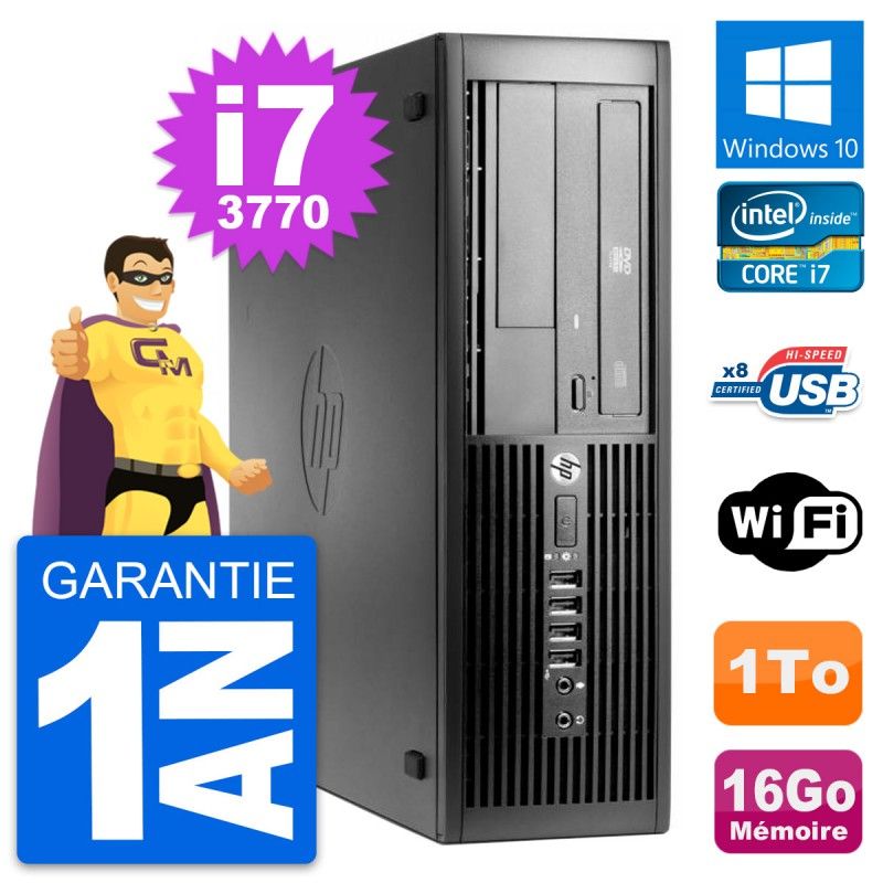 Ordinateur de bureau HP Compaq Pro 4300 SFF - Intel Core i7, 16 Go RAM, 1 To HDD, Windows 10, Wi-Fi