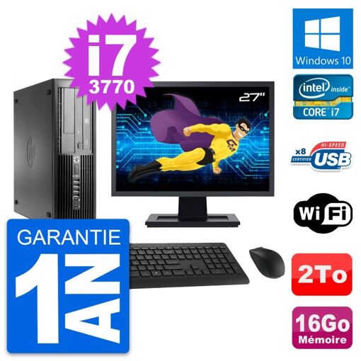 Computadora de escritorio HP Pro 4300 SFF - Pantalla de 27", procesador Intel i7-3770, 16 GB de RAM, disco duro de 2 TB, Windows 10, WiFi
