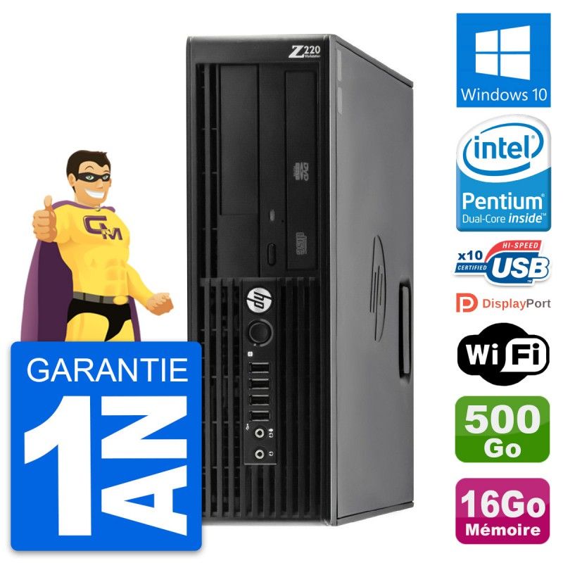 HP WorkStation Z220 SFF PC - Pentium G2020, 16GB RAM, 500GB HDD, Windows 10, WiFi