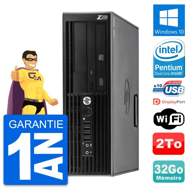 HP WorkStation Z220 SFF - Intel Pentium G2020, 32GB RAM, 2TB HDD, Windows 10, WiFi