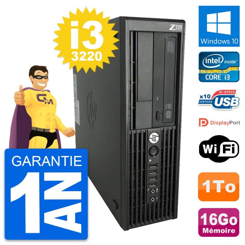 HP WorkStation Z220 SFF Core i3-3220 16GB RAM 1TB HDD Windows 10 Wifi