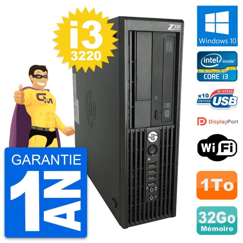 HP WorkStation Z220 SFF Core i3-3220 3.3GHz 32GB DDR3 1TB HDD Windows 10 WiFi