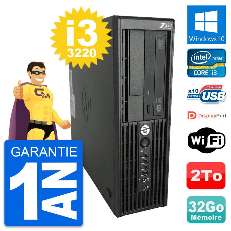 HP WorkStation Z220 SFF Core i3-3220 3.3GHz 32GB RAM 2TB HDD Windows 10 WiFi