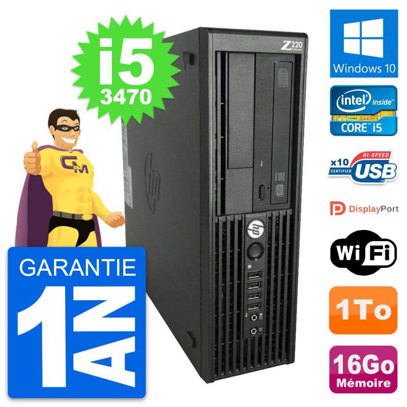 HP WorkStation Z220 SFF Core i5-3470 16GB RAM 1TB HDD Windows 10 WiFi