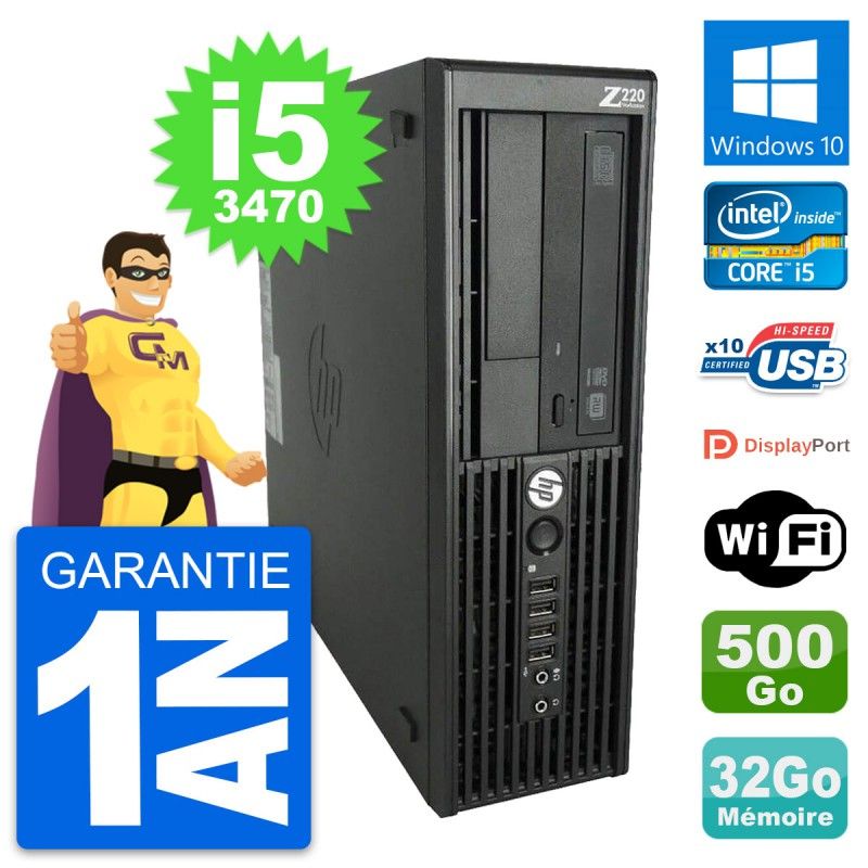 HP WorkStation Z220 SFF Core i5-3470 32GB RAM 500GB HDD Windows 10 Wi-Fi