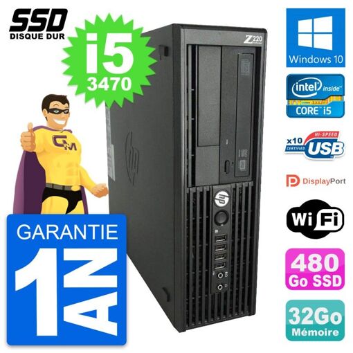 HP Z220 SFF Workstation - Intel Core i5-3470, 32GB RAM, 480GB SSD, Windows 10, Wifi