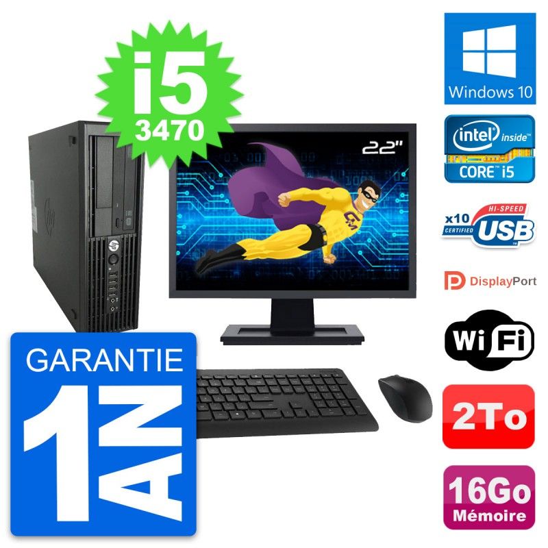 HP WorkStation Z220 SFF Computer - 22" Screen, i5-3470, 16GB RAM, 2TB HDD, Windows 10, WiFi