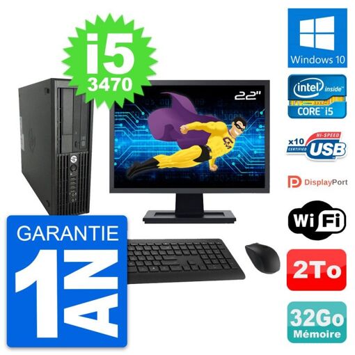 HP WorkStation Z220 SFF Computer - 22" Screen, i5-3470, 32GB RAM, 2TB HDD, Windows 10, Wifi