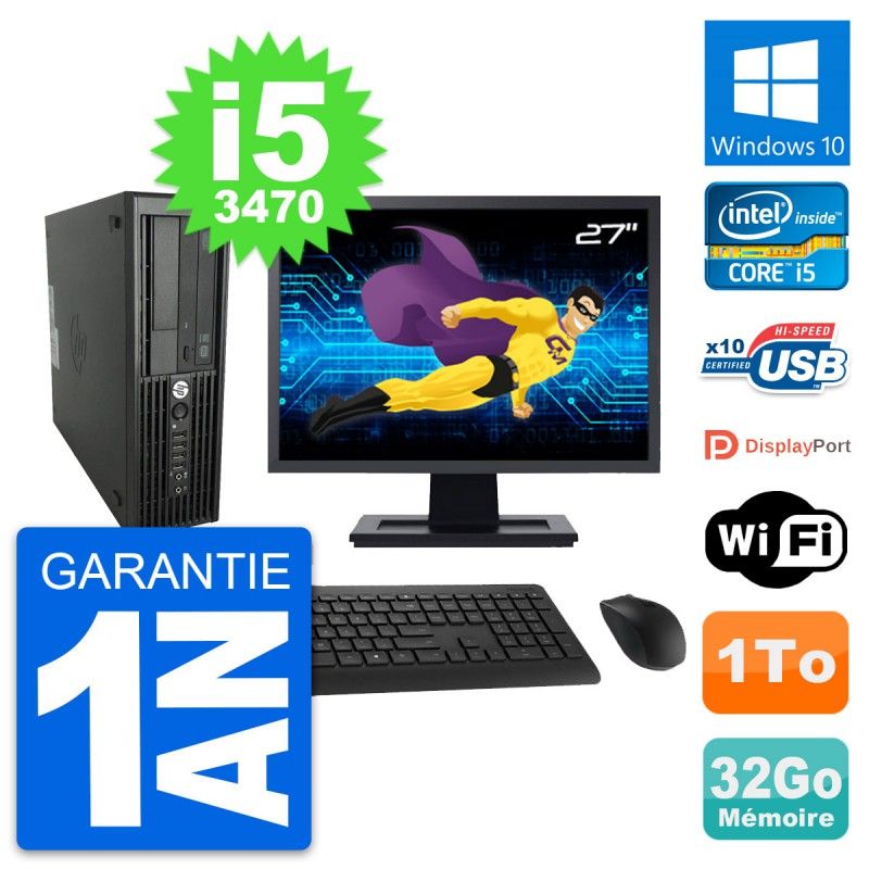 HP WorkStation Z220 SFF Computer - 27" Screen, i5-3470, 32GB RAM, 1TB Hard Drive, WiFi