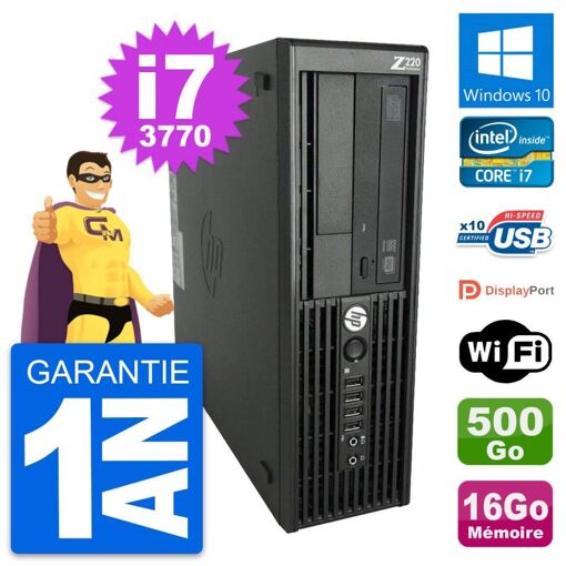 Estación de trabajo HP Z220 SFF Core i7-3770 16GB RAM 500GB HDD Windows 10 WiFi