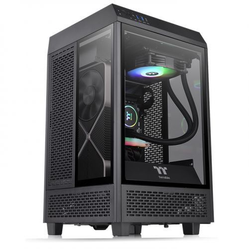 Thermaltake The Tower 100 - Mini ITX Case - Tempered Glass Side Panel - No Power Supply (PS/2) - Black - USB/Audio