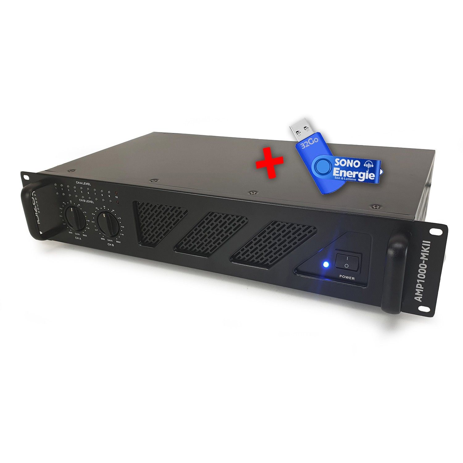 Ibiza AMP1000-MKII - Professional Sound Amplifier 2x800W + USB Key 32G
