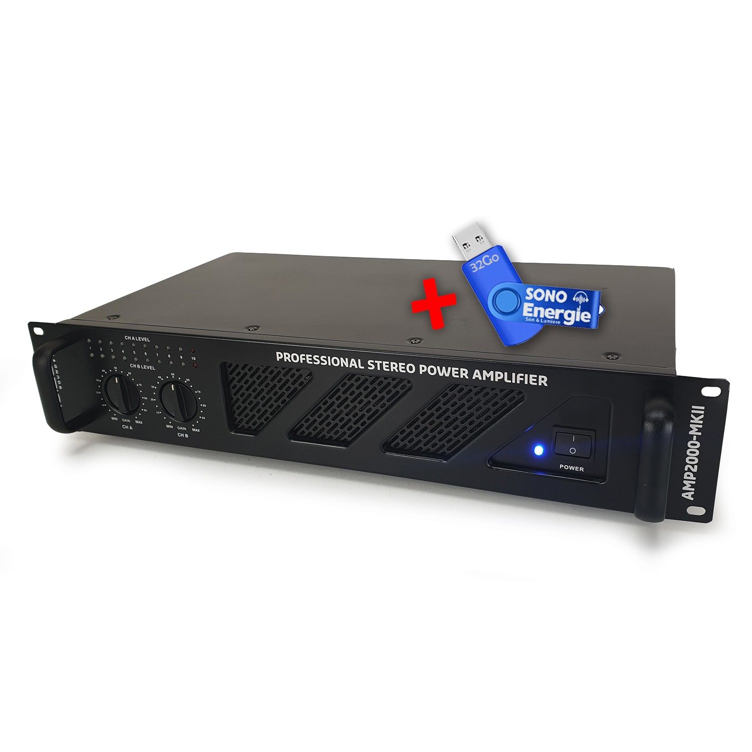 Ibiza Sound AMP2000-MKII - Professional 2x1500W Amplifier + USB 32G Key
