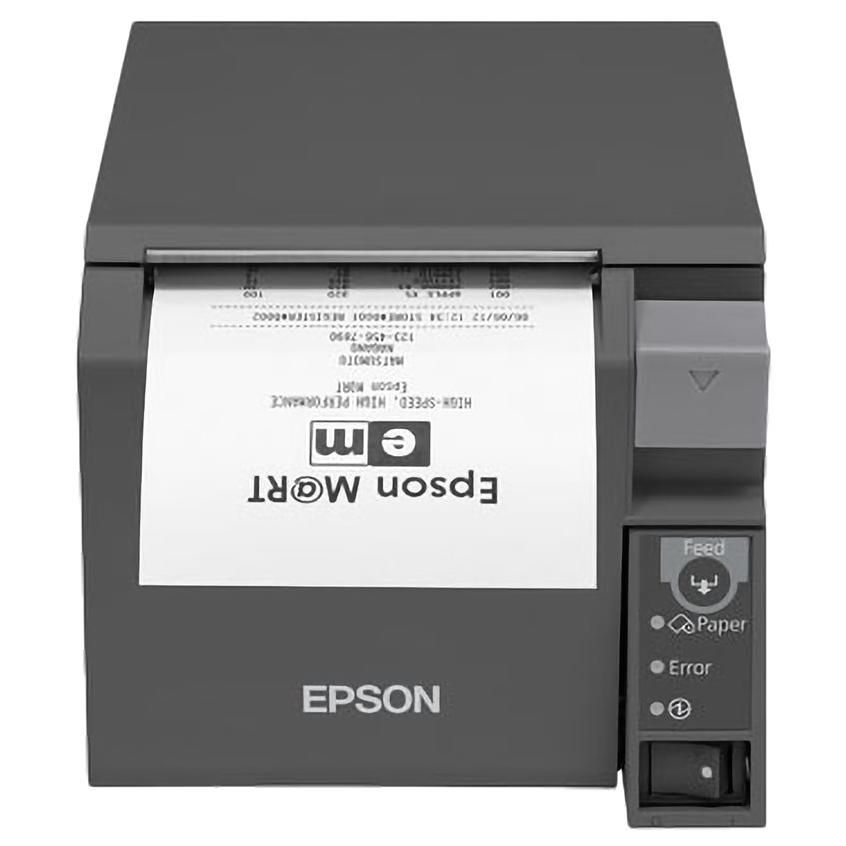 Epson TM T70II Thermal Receipt Printer - 7.95cm Roll - 180 x 180 ppp - Up to 250mm/sec - USB 2.0, LAN - Cutter - Black