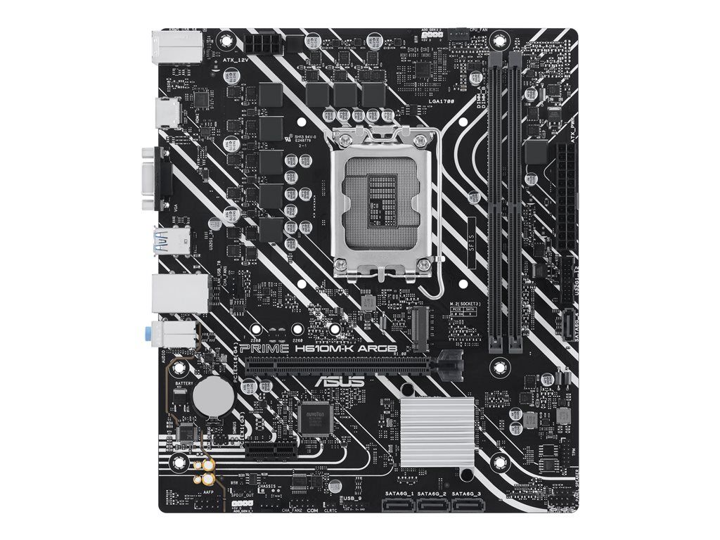 ASUS Prime H610M-K ARGB Motherboard - Micro ATX - LGA1700 Socket - H610 Chipset - USB 3.2 Gen 1 - Gigabit LAN - Built-in Graphics (CPU Required) - 8-Channel HD Audio