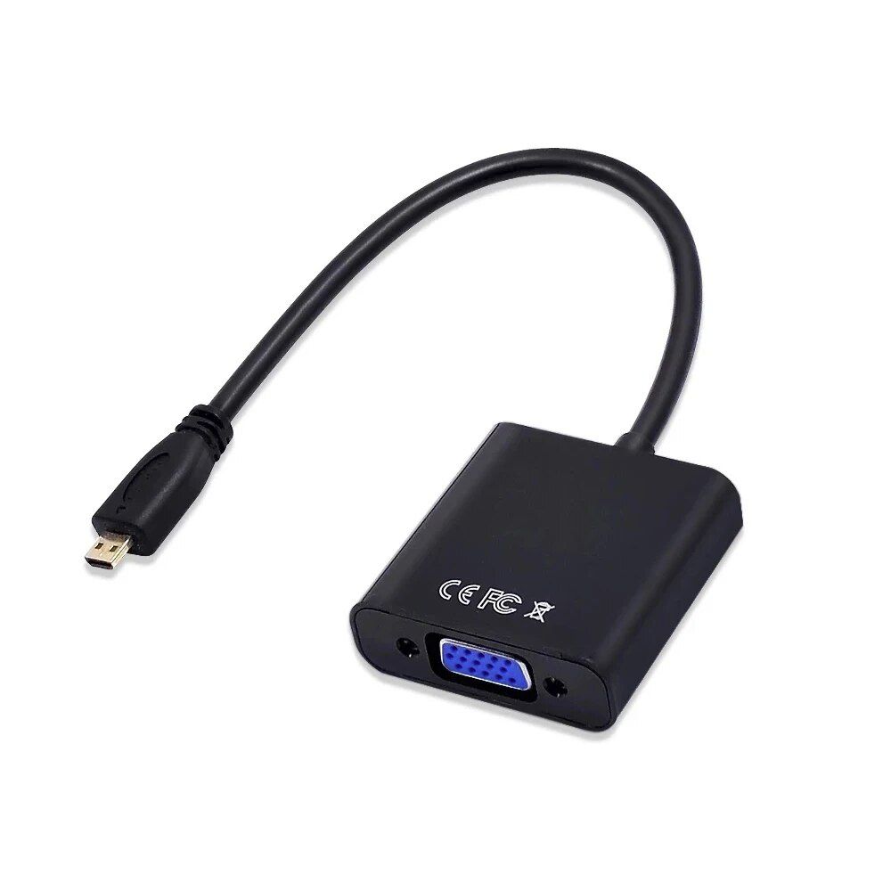 Micro HDMI to VGA Adapter - Black - for Screen Monitor HDTV, MacBook, Projector - Straße Tech ®