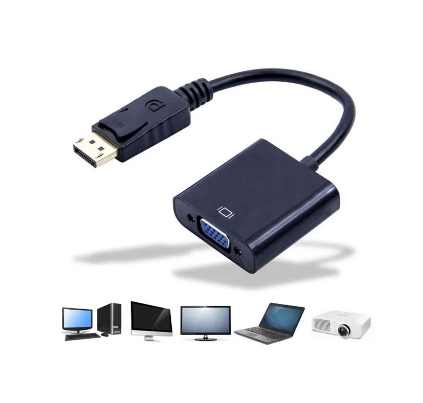 DisplayPort to VGA Adapter - Black - for HDTV, MacBook, Projector - Straße Tech ®