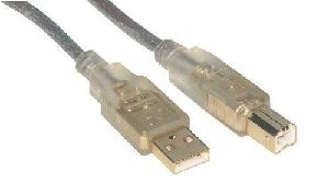 MCL Samar USB Cable - 3m, USB Type-B to USB-A, USB 2.0, Transparent