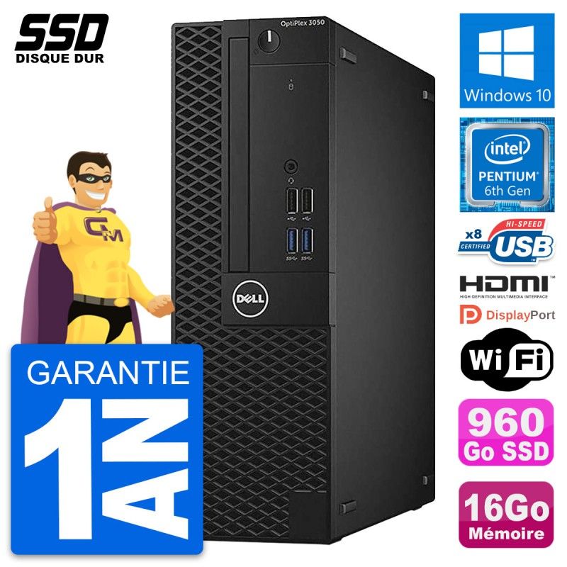 Dell OptiPlex 3050 SFF PC - Intel G4400, 16GB RAM, 960GB SSD, HDMI, WiFi