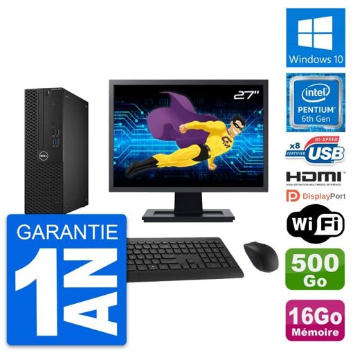 Computadora Dell OptiPlex 3050 SFF - Pantalla de 27'', Procesador Intel Pentium G4400, 16GB de RAM, 500GB HDD, HDMI, WiFi