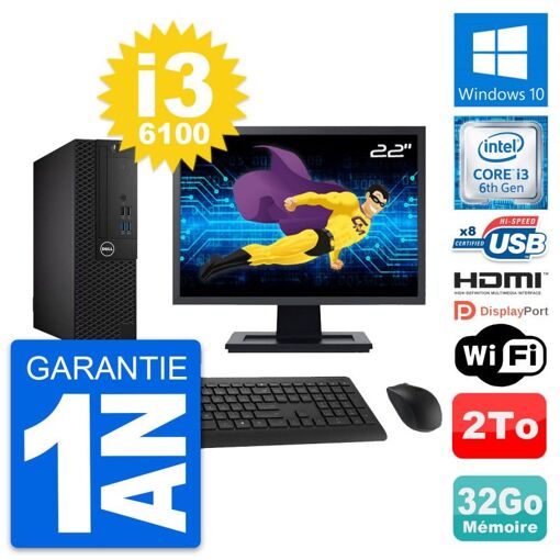 Computadora Dell OptiPlex 3050 SFF - Pantalla de 22'', Intel Core i3-6100, 32GB de RAM, 2TB HDD, HDMI