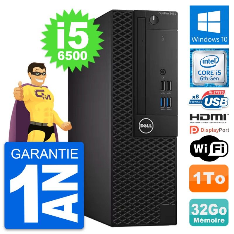 Dell OptiPlex 3050 SFF Desktop PC - Intel i5-6500, 32GB RAM, 1TB HDD, HDMI, WiFi