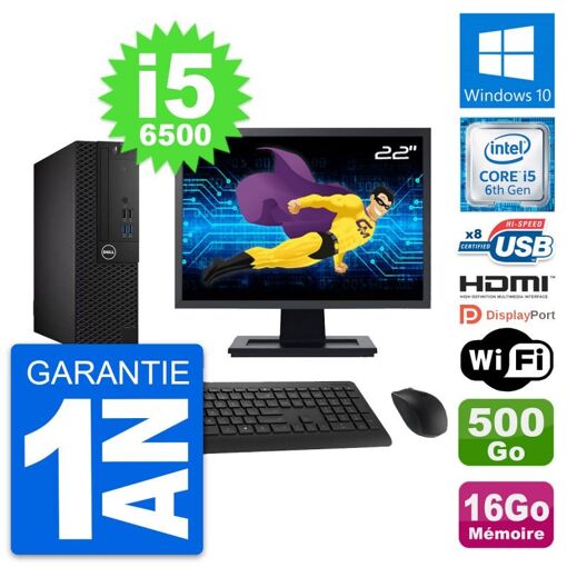 Computadora Dell OptiPlex 3050 SFF - Pantalla de 22', i5-6500, 16GB RAM, 500GB HDD, HDMI, WiFi