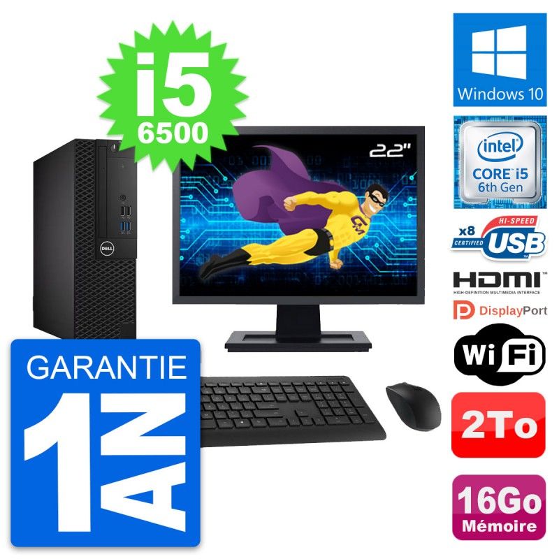 Dell OptiPlex 3050 SFF Computer - 22" Screen, Core i5-6500, 16GB RAM, 2TB HDD, HDMI