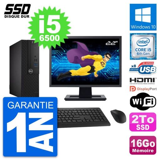 Computadora Dell OptiPlex 3050 SFF, Pantalla de 22', Procesador Core i5-6500, 16 GB de RAM, 2 TB SSD, HDMI, WiFi, Windows 10