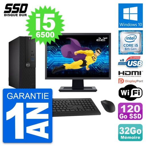 Computadora Dell OptiPlex 3050 SFF, Pantalla de 22", Intel i5-6500, 32 GB de RAM, 120 GB SSD, HDMI, WiFi
