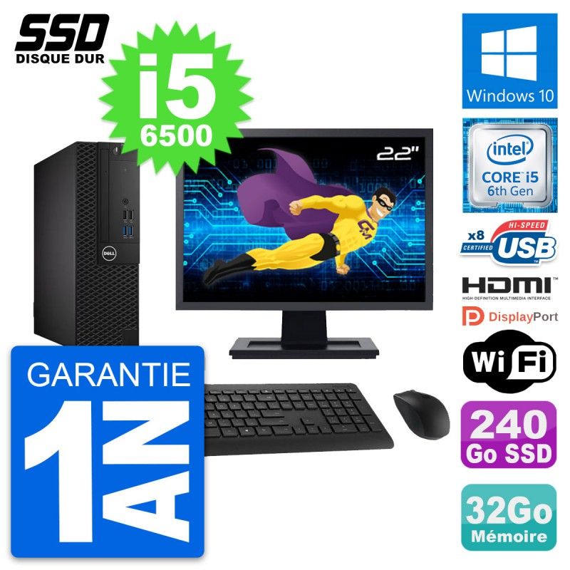 Dell OptiPlex 3050 SFF Computer | 22" Screen | Intel i5-6500 | 32GB RAM | 240GB SSD