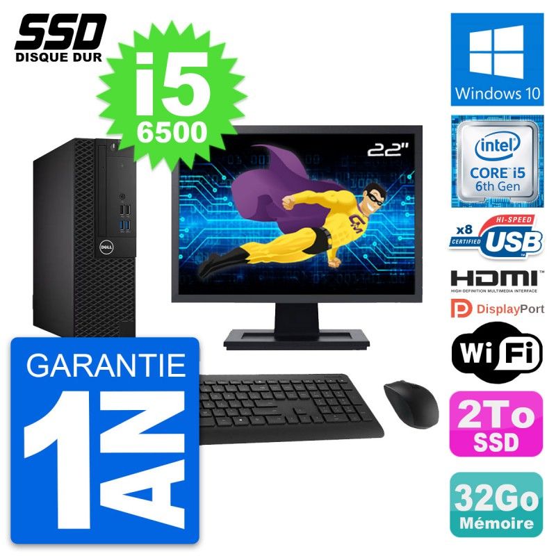 Dell OptiPlex 3050 SFF Computer - 22" Screen, Core i5-6500, 32GB RAM, 2TB SSD, HDMI