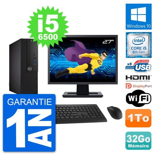 Computadora Dell OptiPlex 3050 SFF - Pantalla de 27'', Intel Core i5-6500, 32GB de RAM, 1TB HDD, WiFi